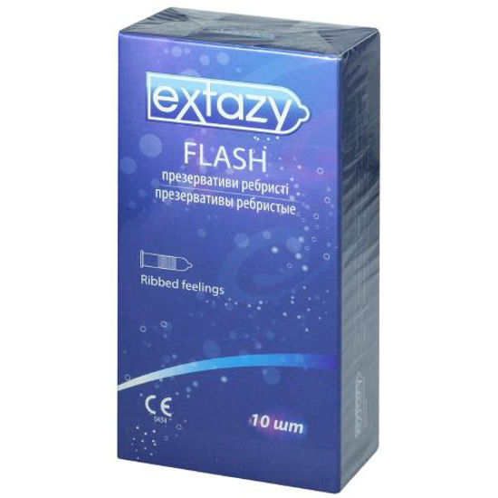 Презервативы латексные со смазкой Extazy Flash (Экстези Флеш) ребристые №10